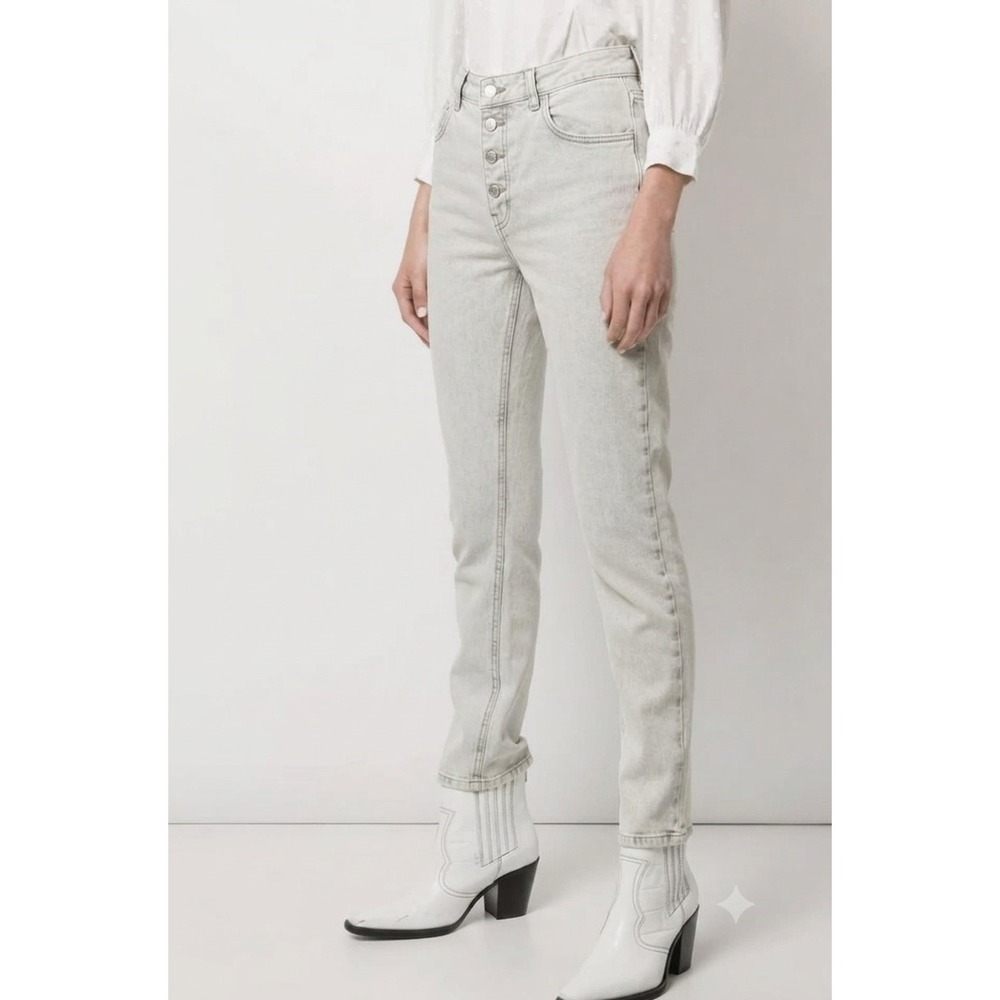 Anine Bing Frida Jeans Light Grey Acid Wash High Rise Straight Leg Size 31